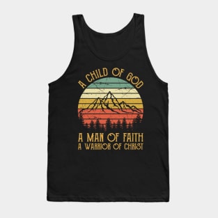 Vintage Christian A Child Of God A Man Of Faith A Warrior Of Christ Tank Top